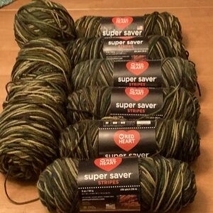 Red Heart Camouflage super saver yarn, Lot of 8